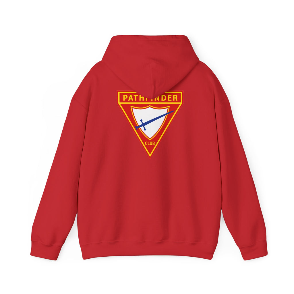 Pathfinder Club Hoodie — Vintage Triangle Patch Logo Hooded Sweatshirt