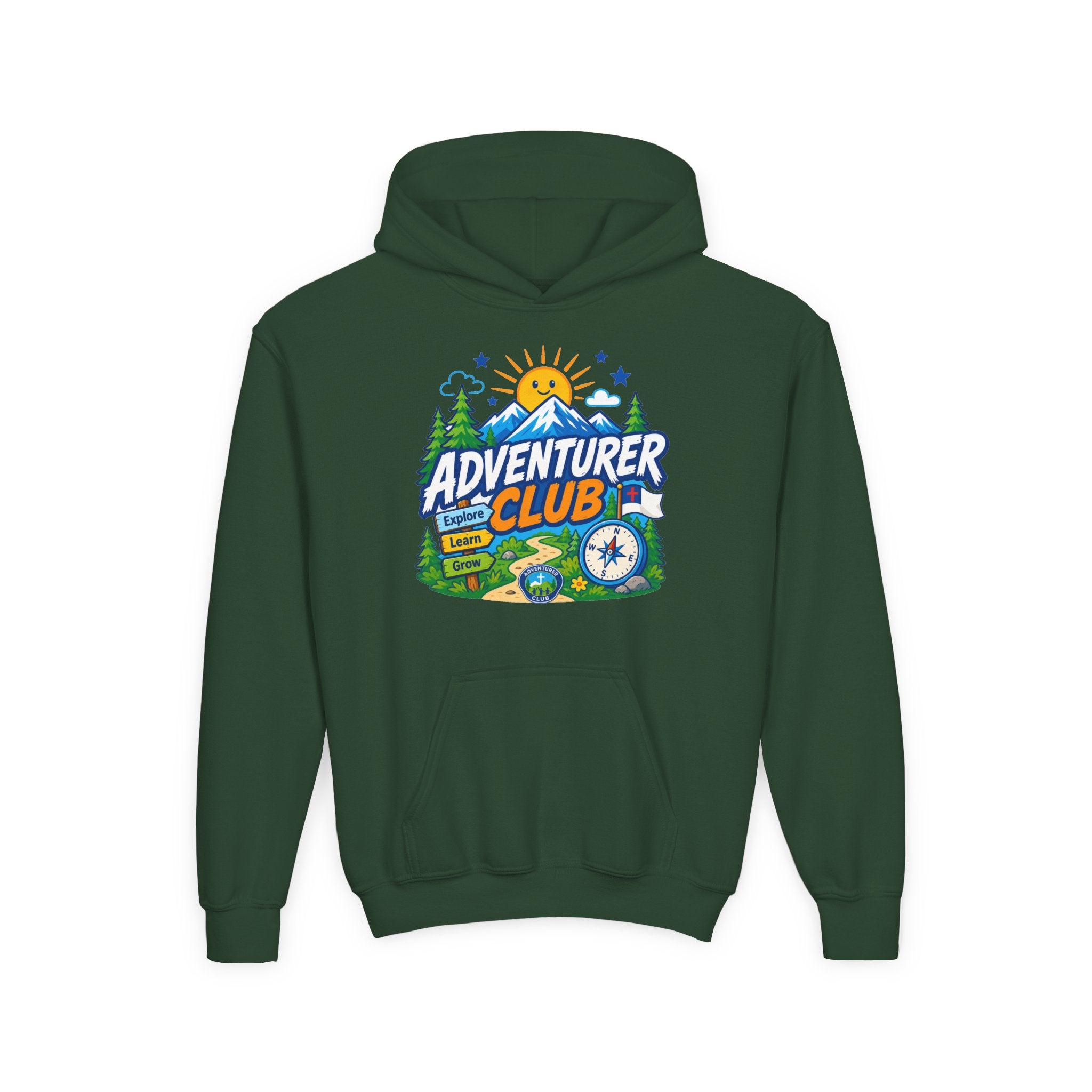 Adventurer Club Graphic Hoodie for Kids | Youth Sweatshirt, Outdoor Camping Design