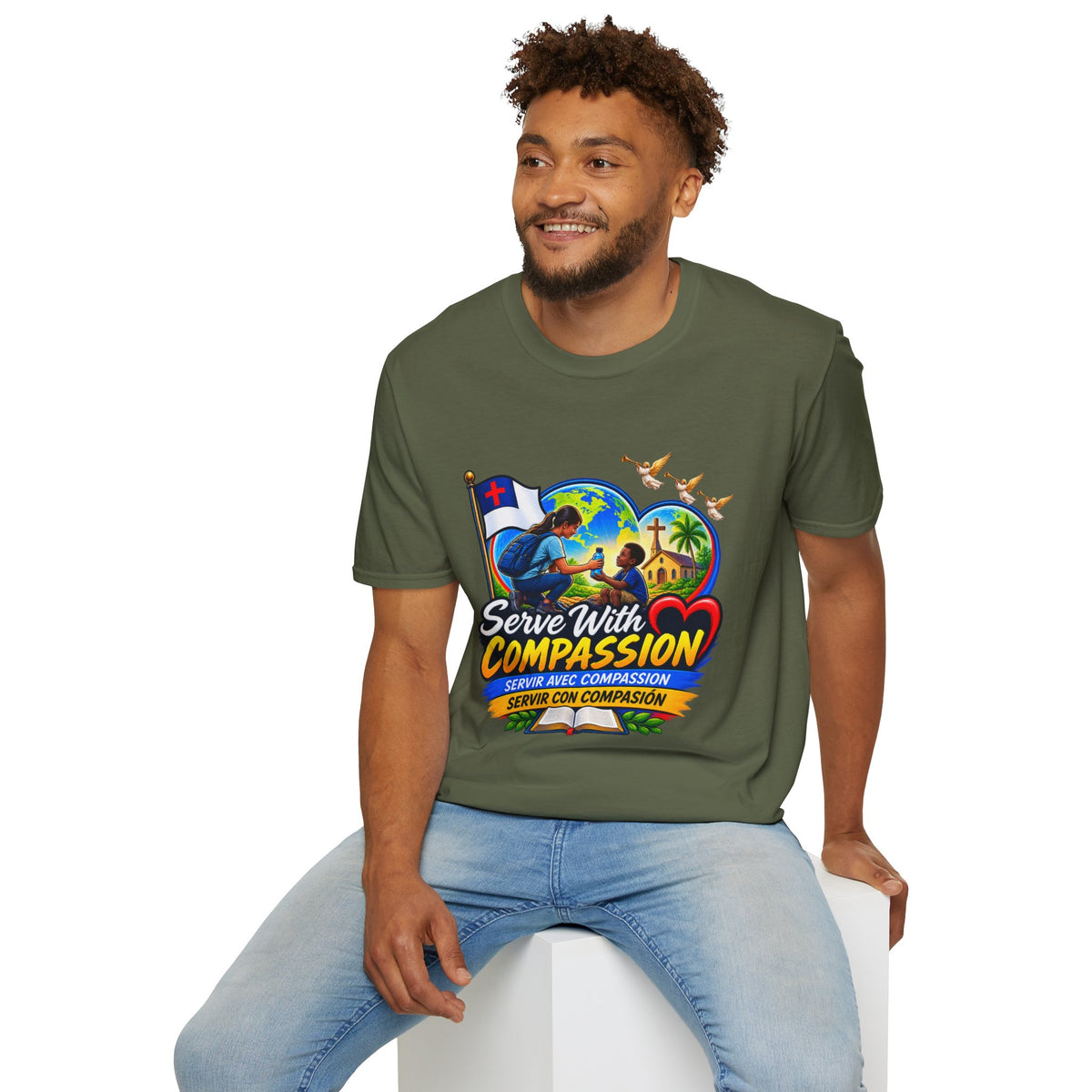Serve With Compassion T-Shirt — Christian Faith-Based Volunteer Tee