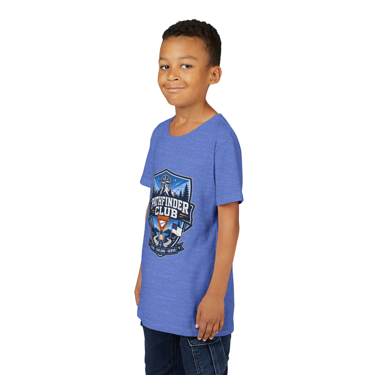 Conquistadores Camiseta para jóvenes | Camping Compass, Fogata, Pinos