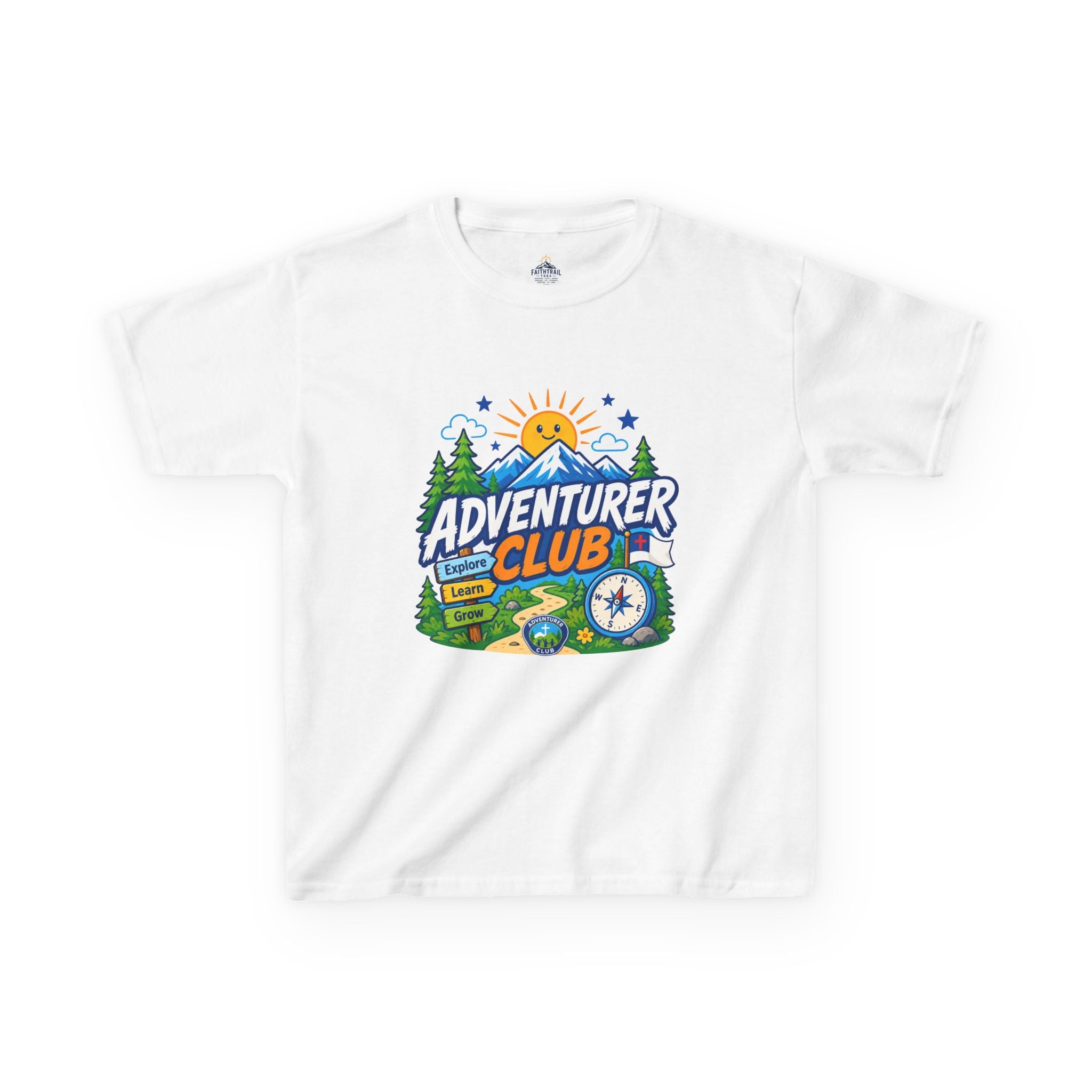 Adventurer Club Kids Tee | Camping Compass Sunrise Outdoors