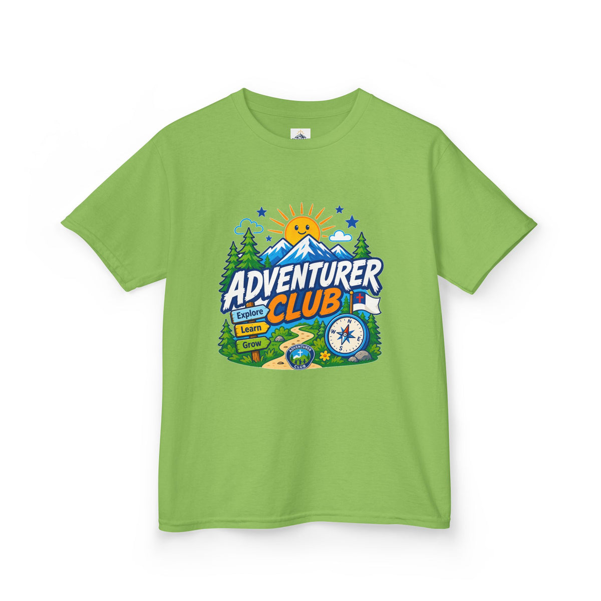 Adventurer Club Kids Tee | Camping Compass Sunrise Outdoors