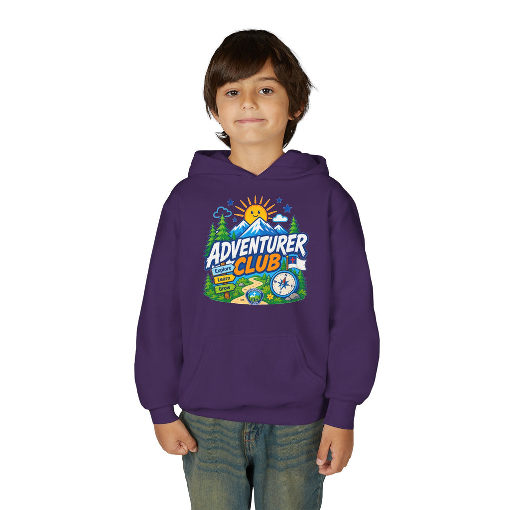 Adventurer Club Graphic Hoodie for Kids | Youth Sweatshirt, Outdoor Camping Design