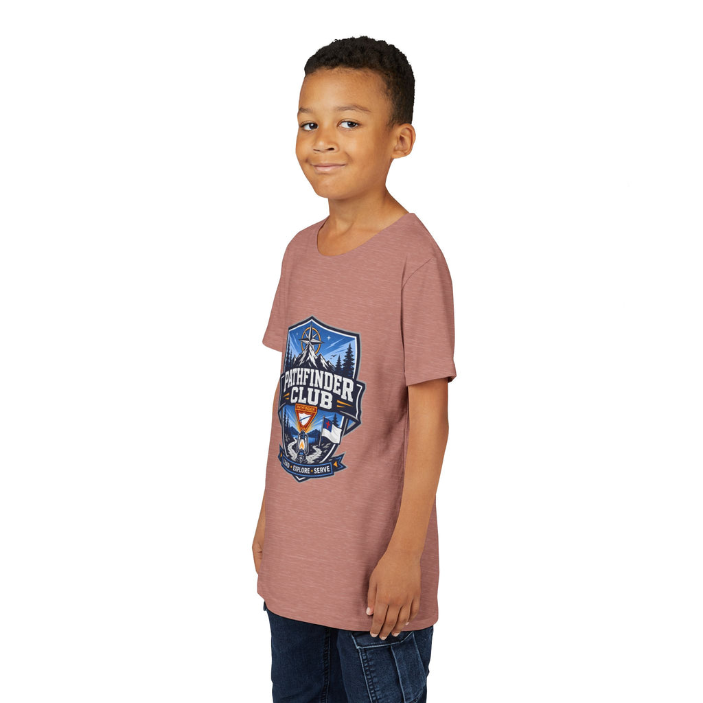 Conquistadores Camiseta para jóvenes | Camping Compass, Fogata, Pinos