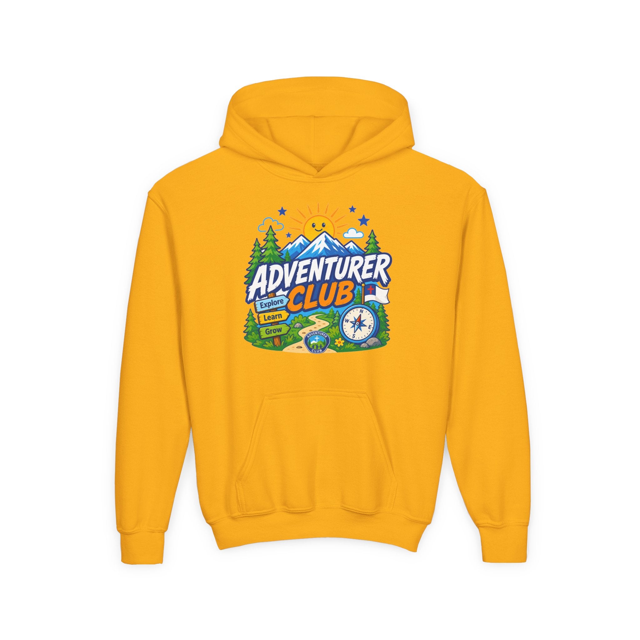 Adventurer Club Graphic Hoodie for Kids | Youth Sweatshirt, Outdoor Camping Design
