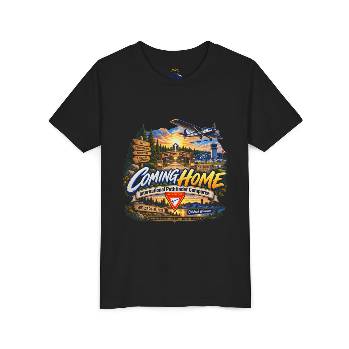 International Pathfinder Camporee - Stand Strong - Osh Kosh T-Shirt/Youth Tee — "Coming Home"