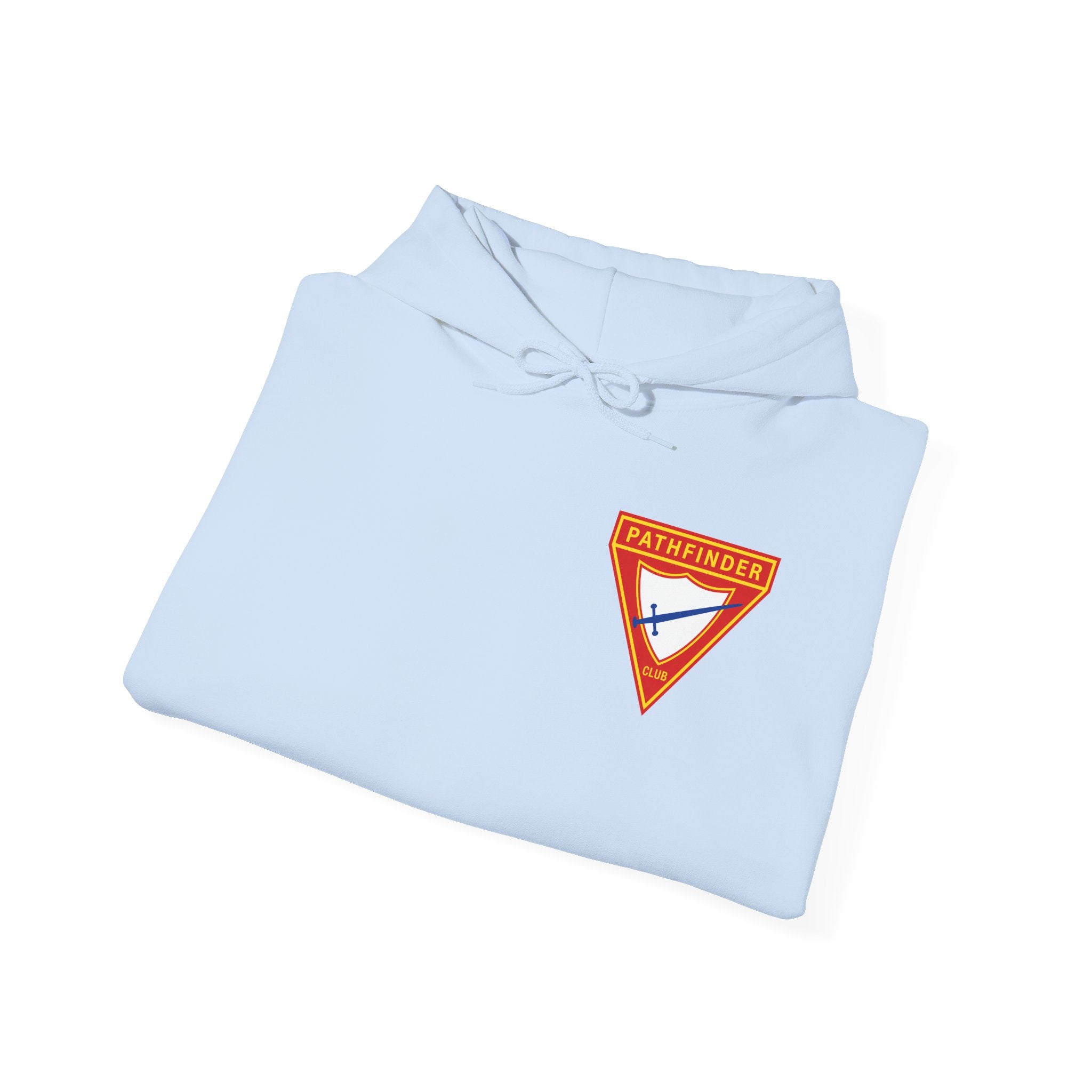 Pathfinder Club Hoodie — Vintage Triangle Patch Logo Hooded Sweatshirt