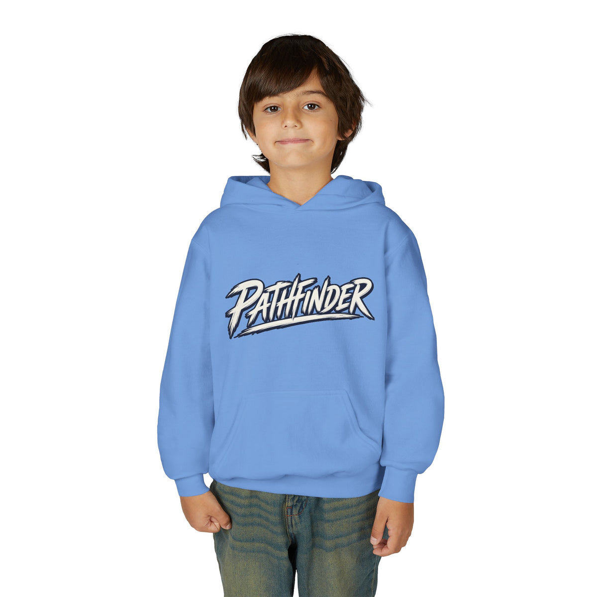 Pathfinder Youth Hoodie — Graphic Youth Pullover with Bold Script Logo