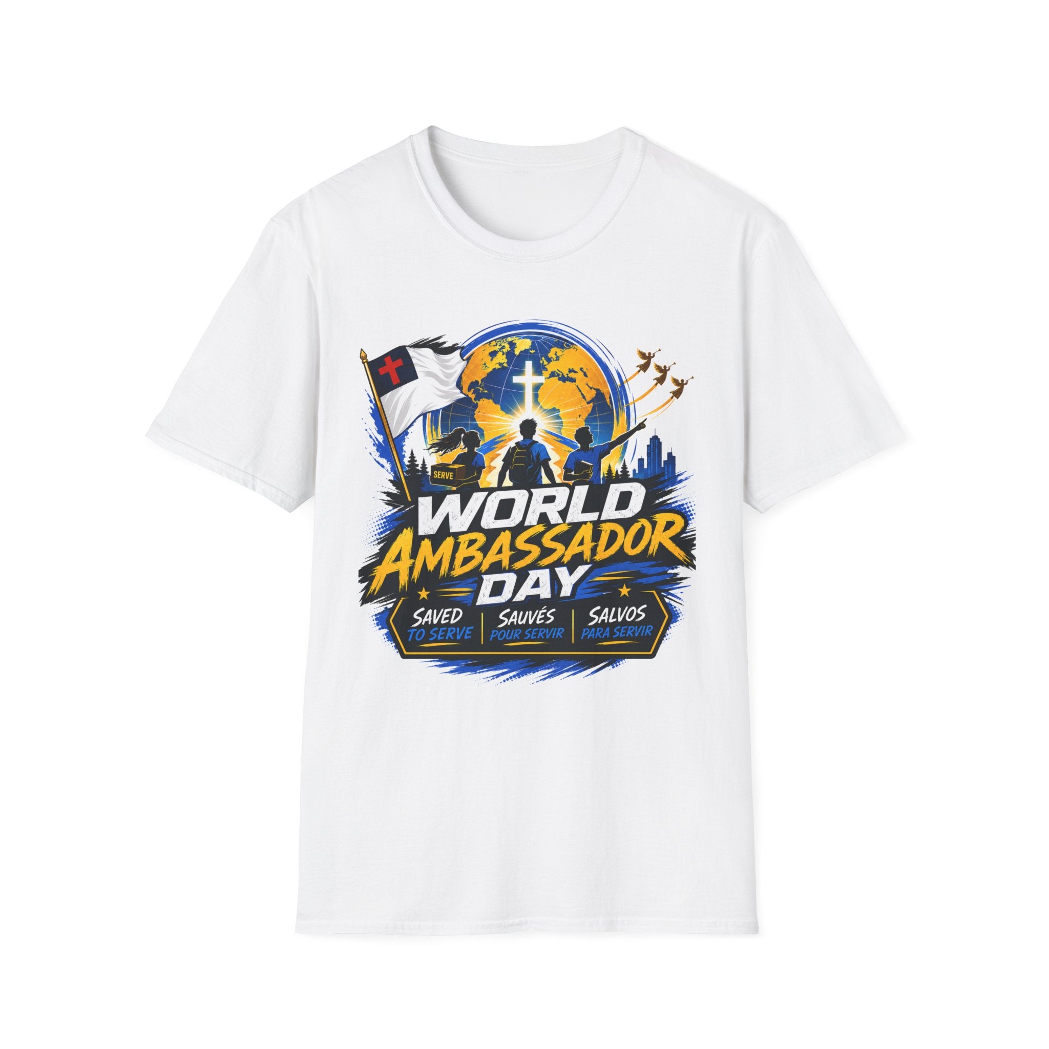World Ambassador Day Adult Unisex T-Shirt | Christian Faith Cross Globe Design