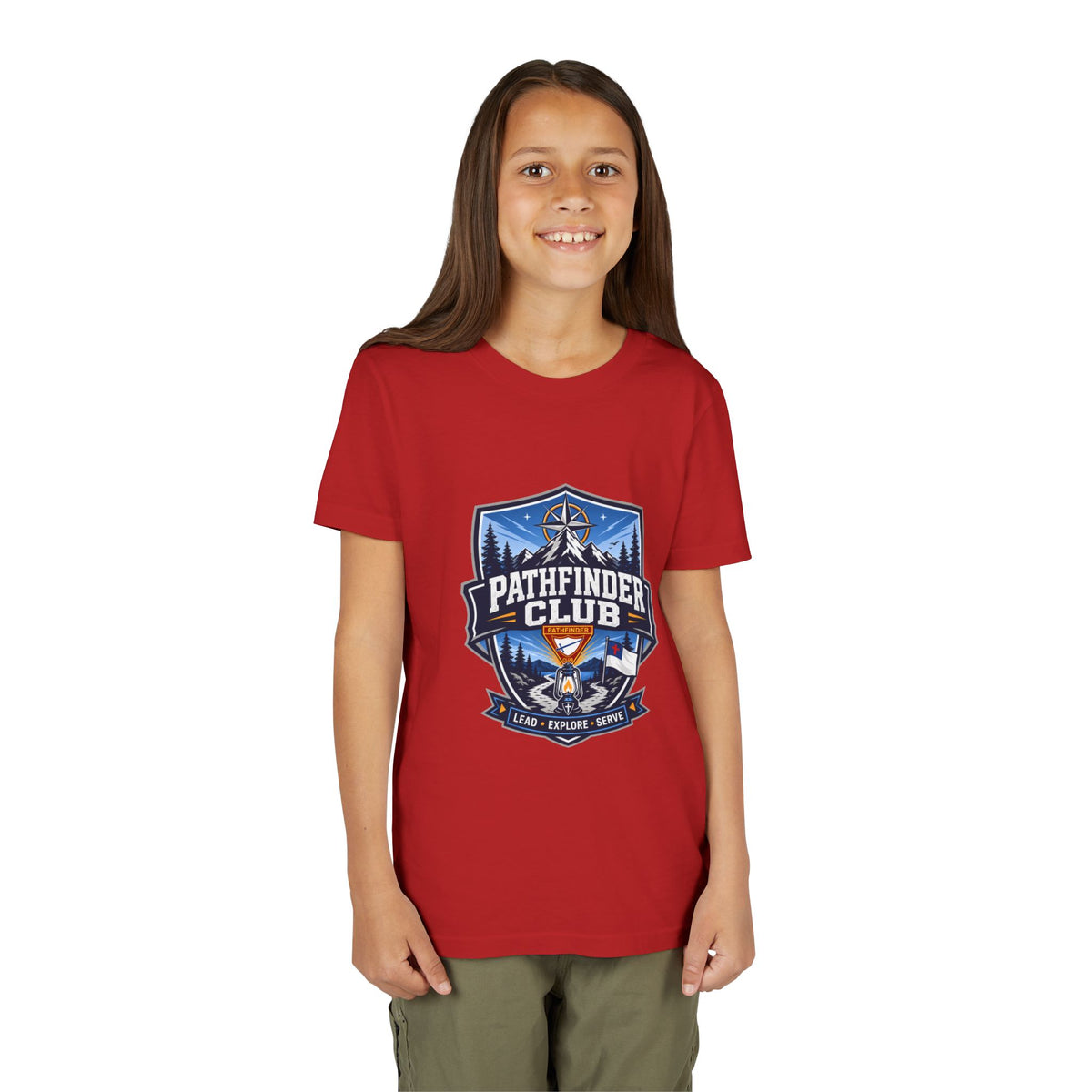 Conquistadores Camiseta para jóvenes | Camping Compass, Fogata, Pinos