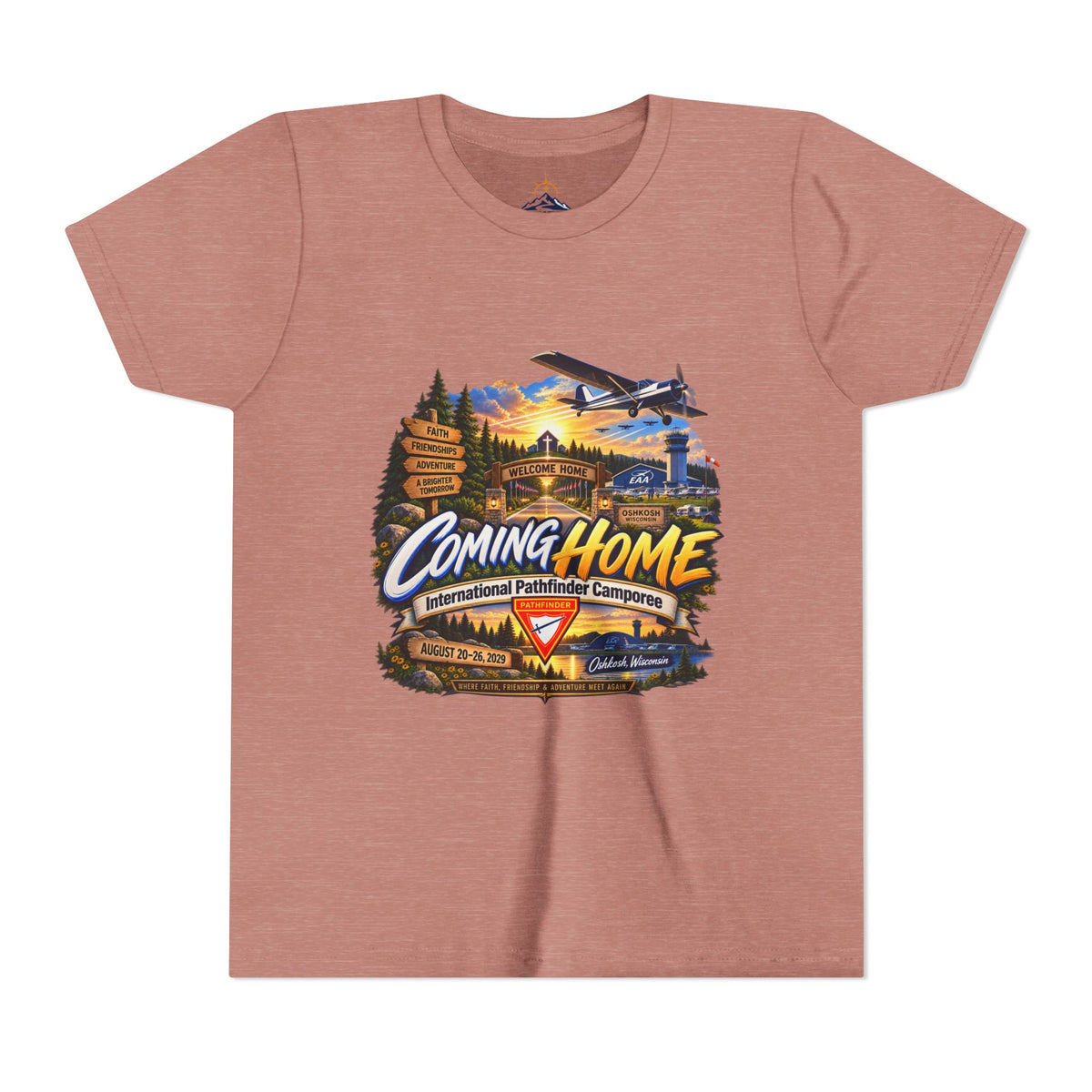 International Pathfinder Camporee - Stand Strong - Osh Kosh T-Shirt/Youth Tee — "Coming Home"