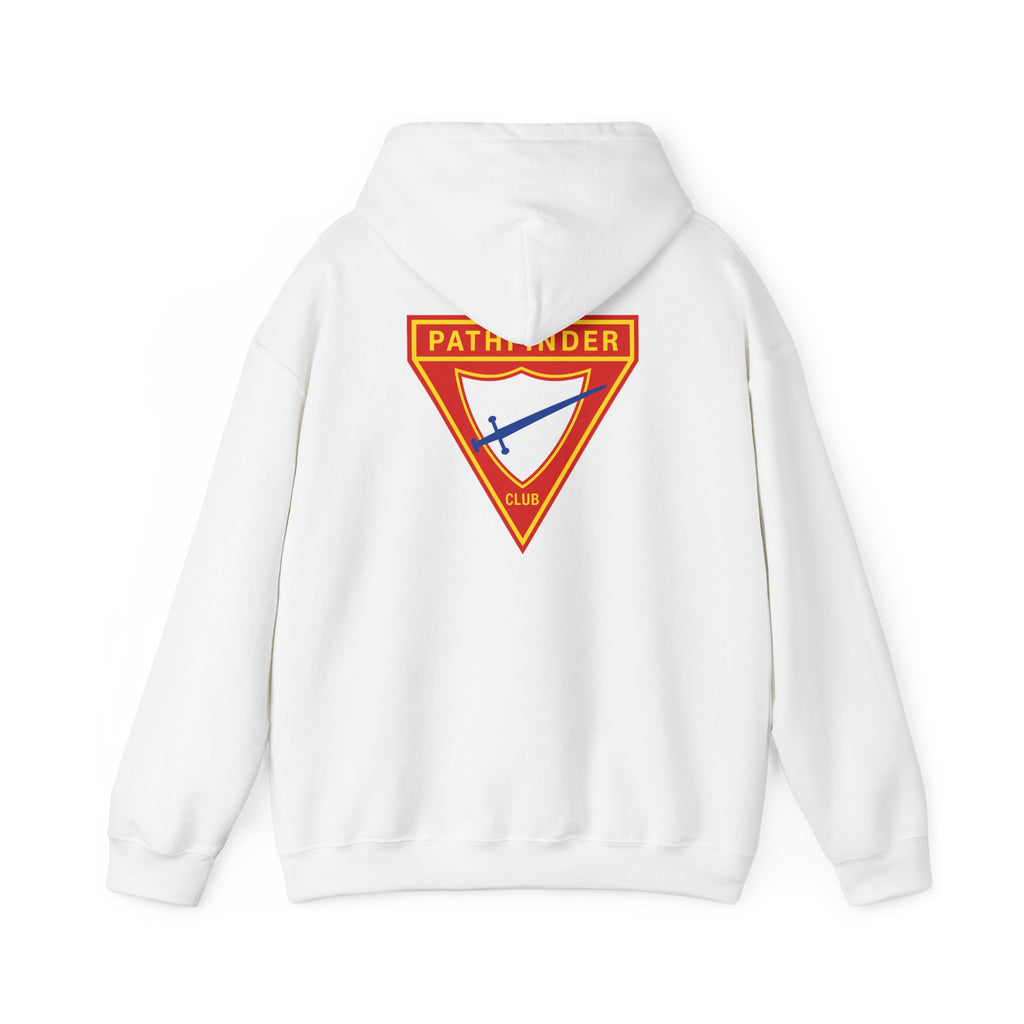 Pathfinder Club Hoodie — Vintage Triangle Patch Logo Hooded Sweatshirt