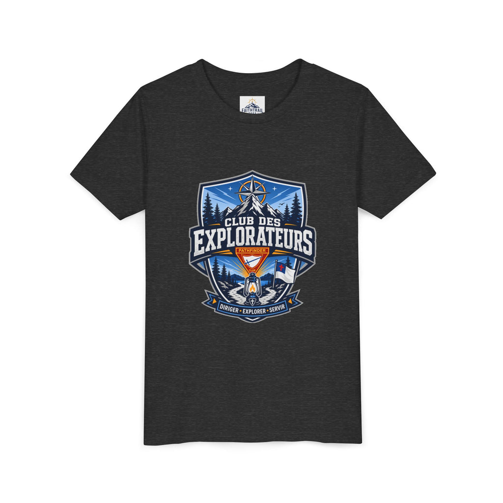 Explorateurs T-shirt pour les jeunes | Compas de camping, feu de camp, pins