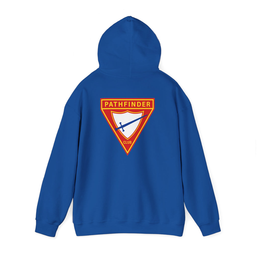 Pathfinder Club Hoodie — Vintage Triangle Patch Logo Hooded Sweatshirt
