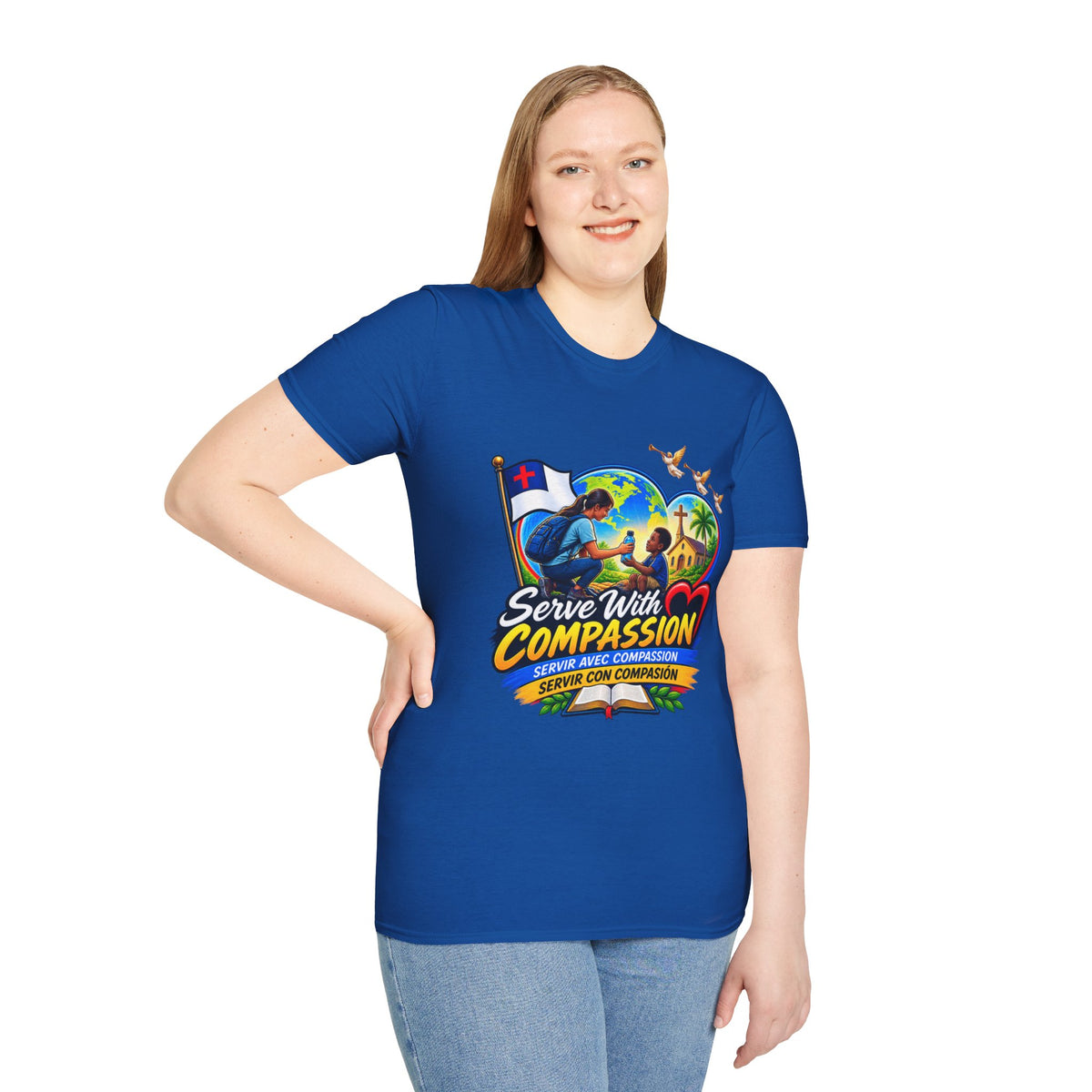 Serve With Compassion T-Shirt — Christian Faith-Based Volunteer Tee