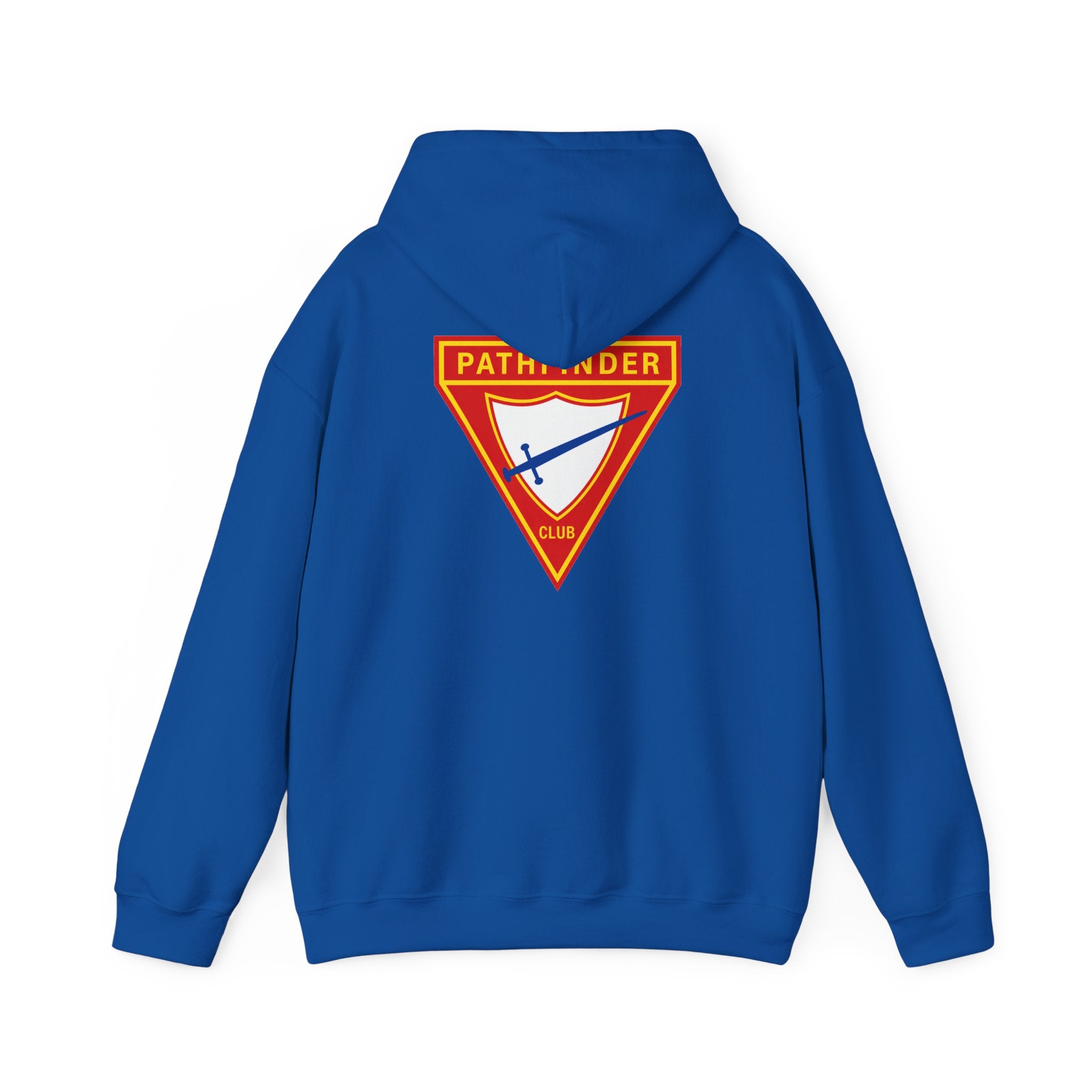 Pathfinder Club Hoodie — Vintage Triangle Patch Logo Hooded Sweatshirt