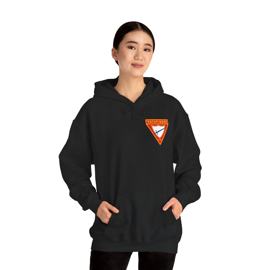 Pathfinder Club Hoodie — Vintage Triangle Patch Logo Hooded Sweatshirt