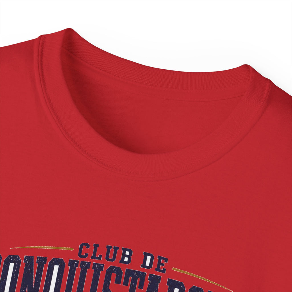 Conquistadores comprometido con su misión T-Shirt | Silueta de cruz cristiana, diseño de insignia de fe