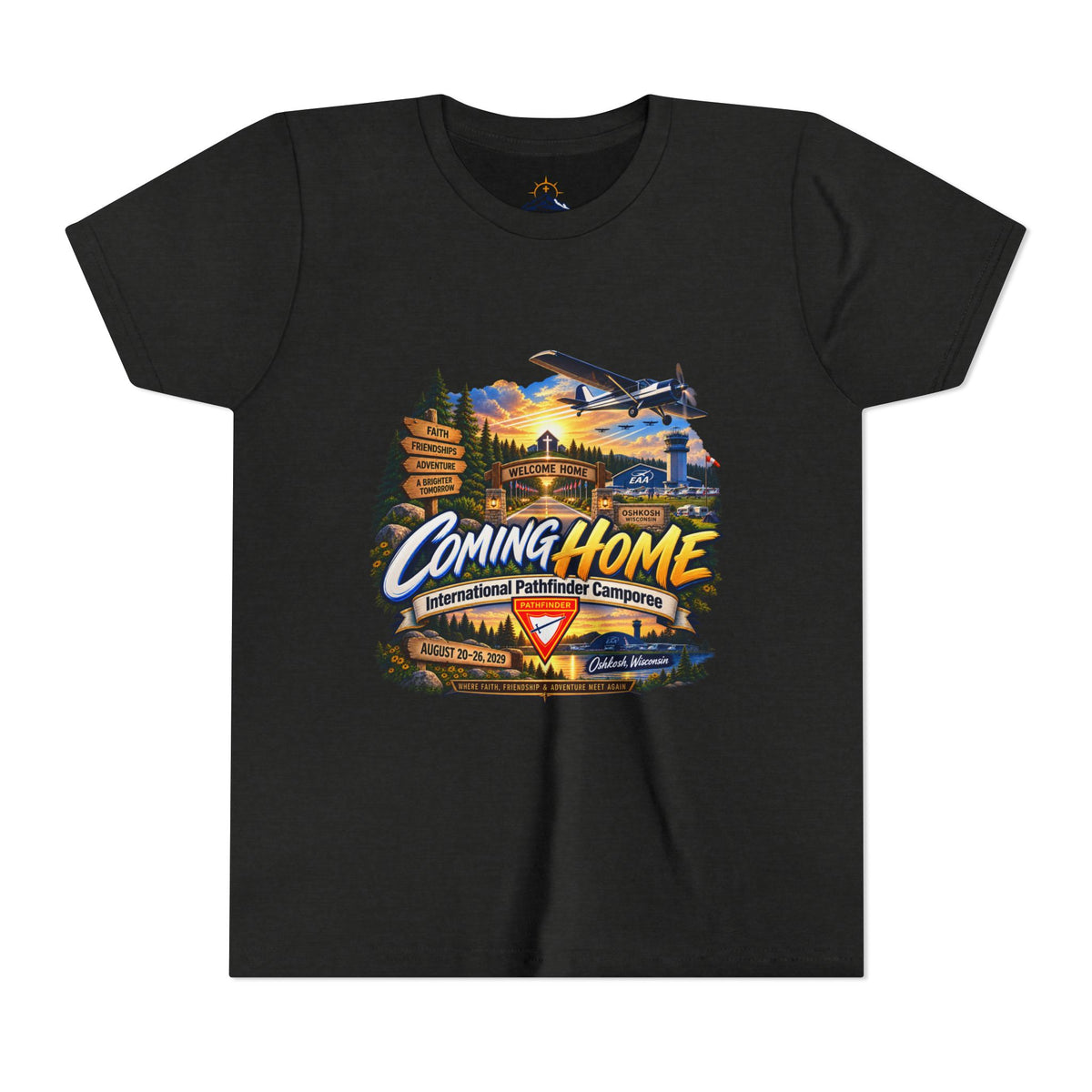 International Pathfinder Camporee - Stand Strong - Osh Kosh T-Shirt/Youth Tee — "Coming Home"