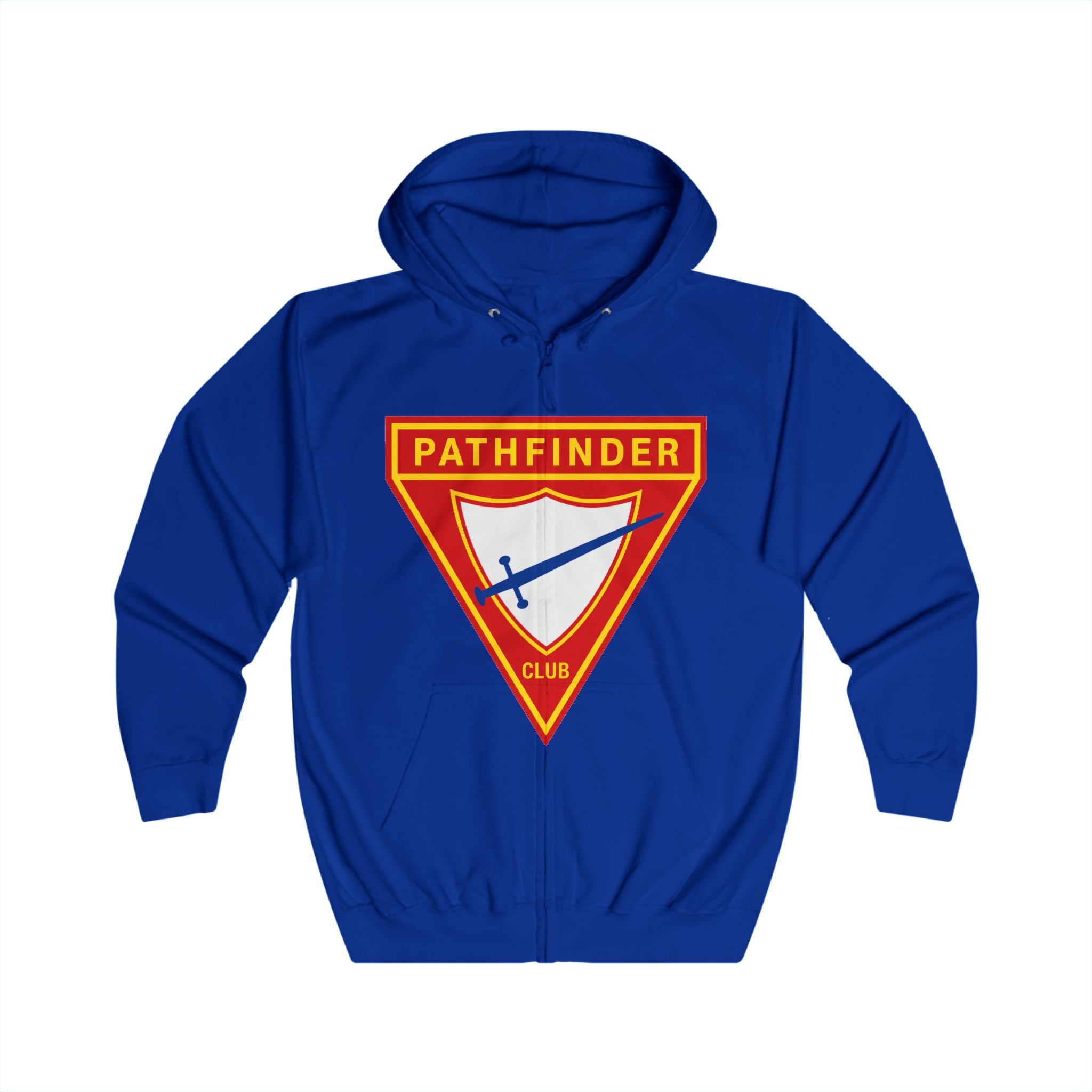 Pathfinder Club Zip Hoodie – Retro Shield Logo Hoodie