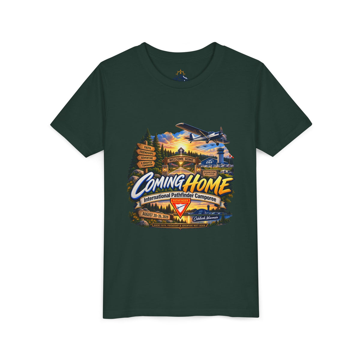 International Pathfinder Camporee - Stand Strong - Osh Kosh T-Shirt/Youth Tee — "Coming Home"