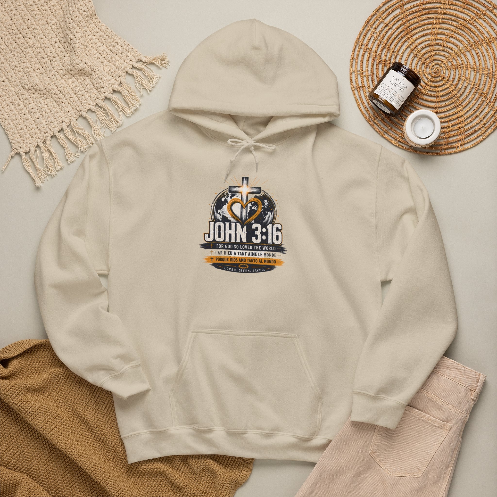 John 3:16 Christian Hoodie — Faith Cross Gospel Sweatshirt
