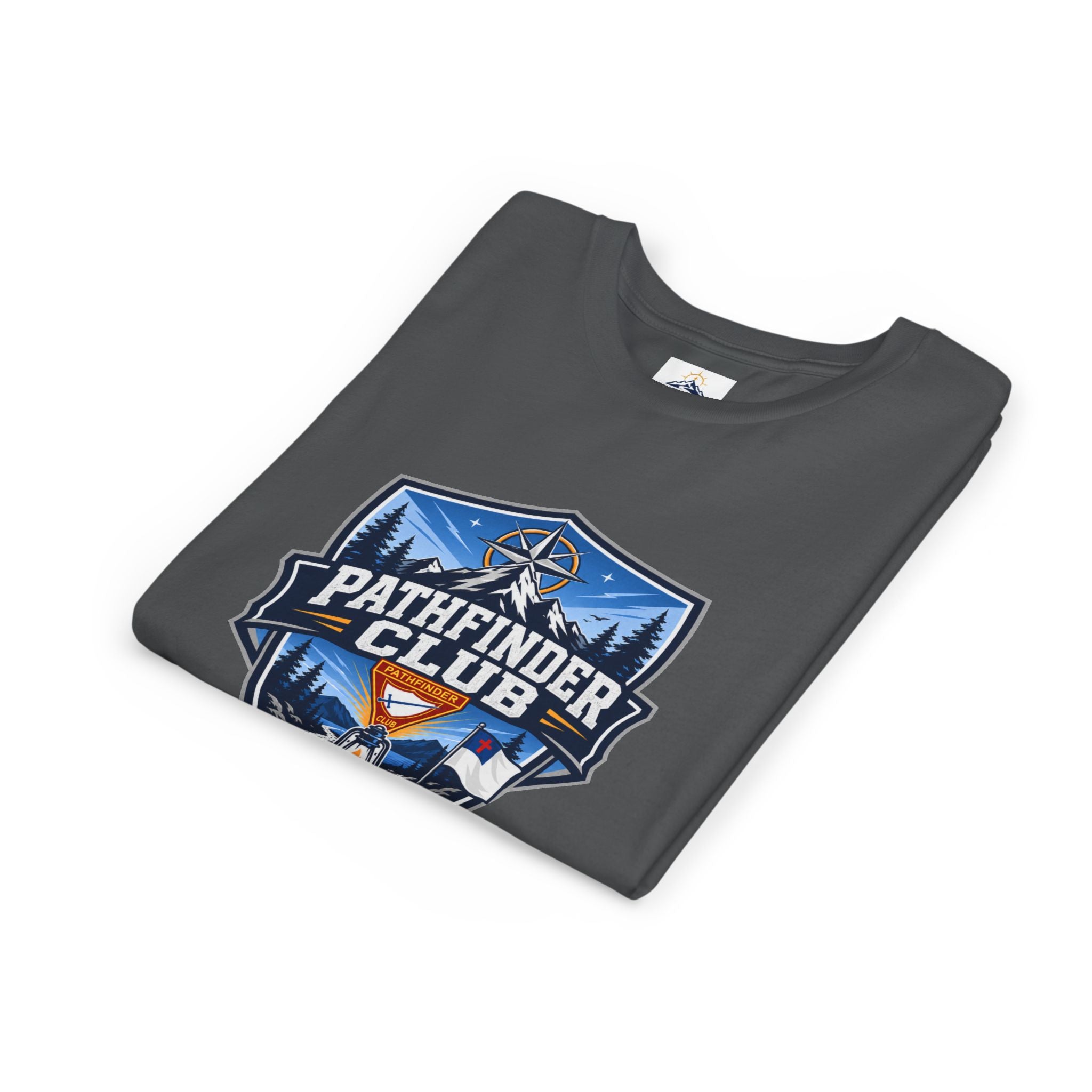 Pathfinder Club Youth T-Shirt | Camping Compass, Campfire, Pine Trees