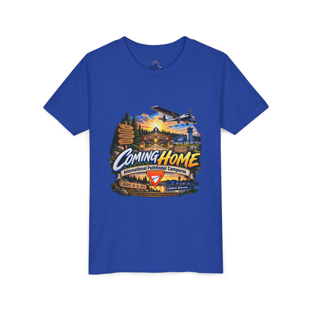 International Pathfinder Camporee - Stand Strong - Osh Kosh T-Shirt/Youth Tee — "Coming Home"