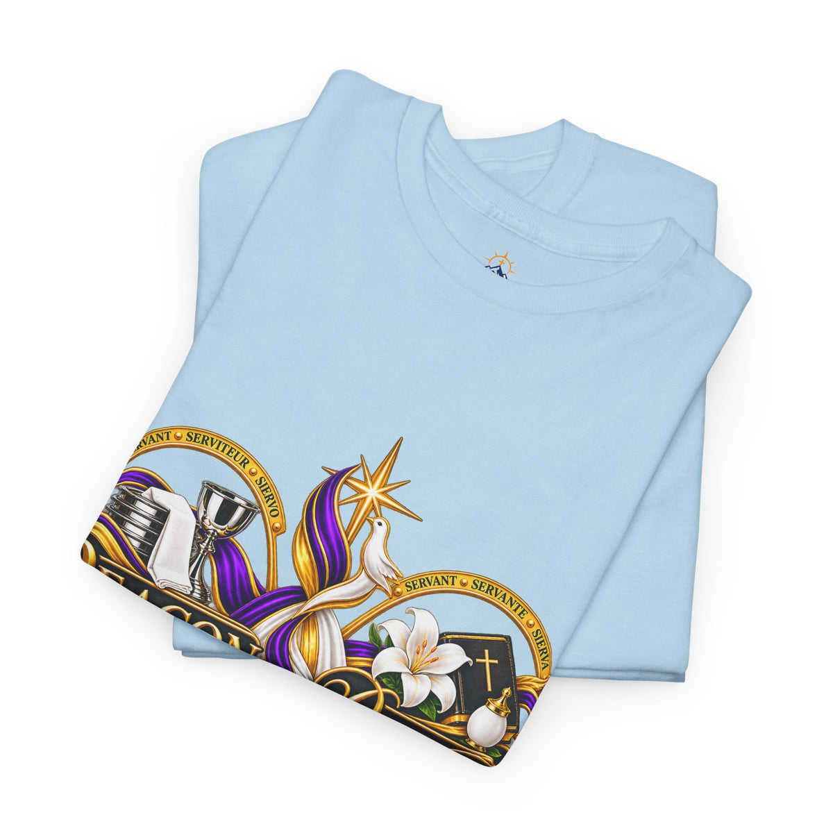 Deacon & Deaconess Heart Logo T-Shirt — Church Ministry Tee (Purple & Gold)