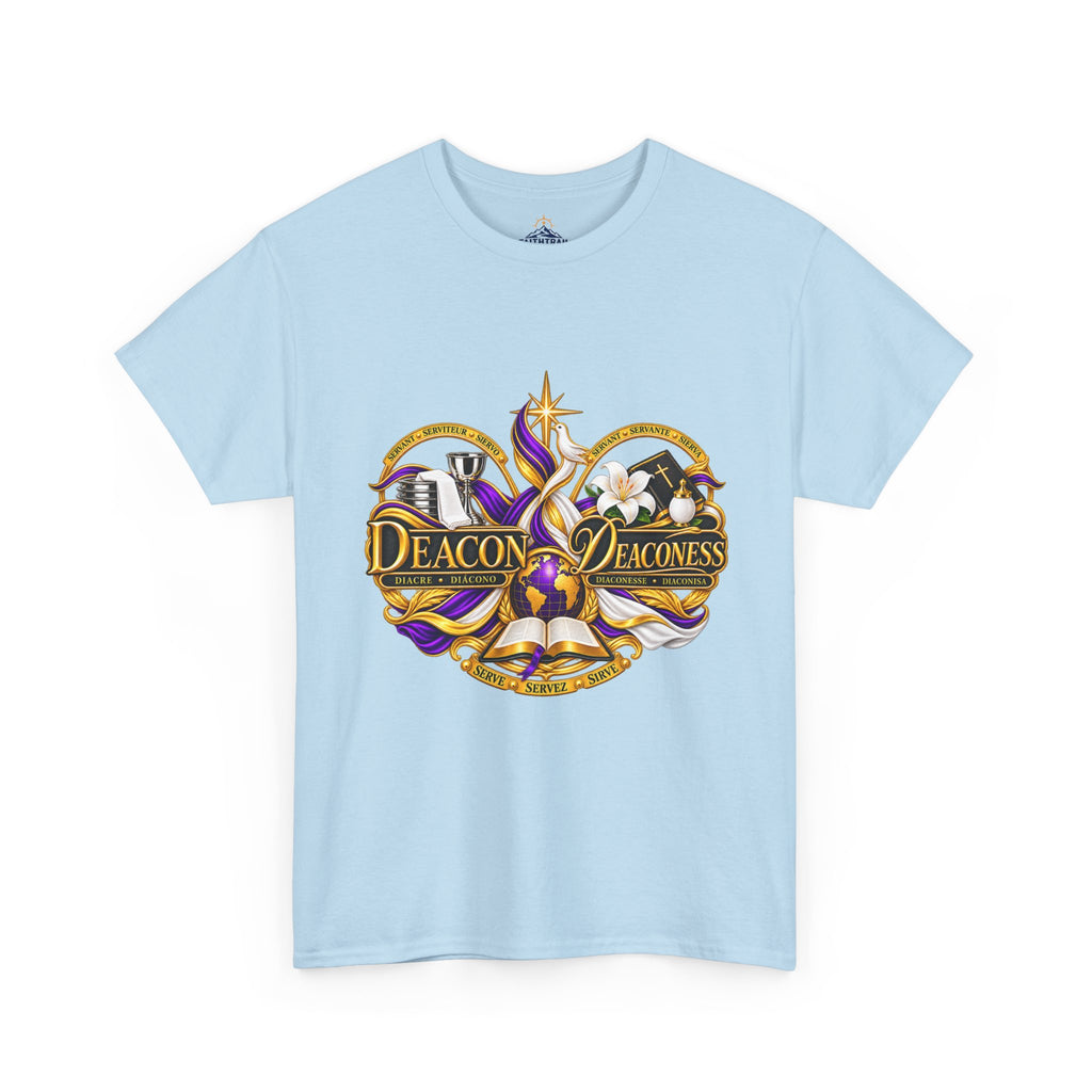 Deacon & Deaconess Heart Logo T-Shirt — Church Ministry Tee (Purple & Gold)