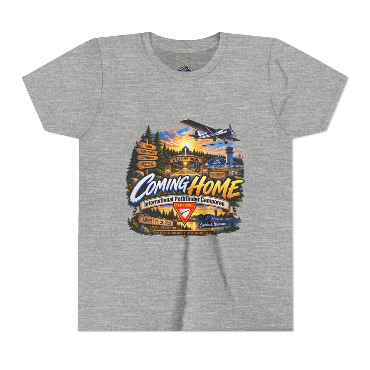 International Pathfinder Camporee - Stand Strong - Osh Kosh T-Shirt/Youth Tee — "Coming Home"