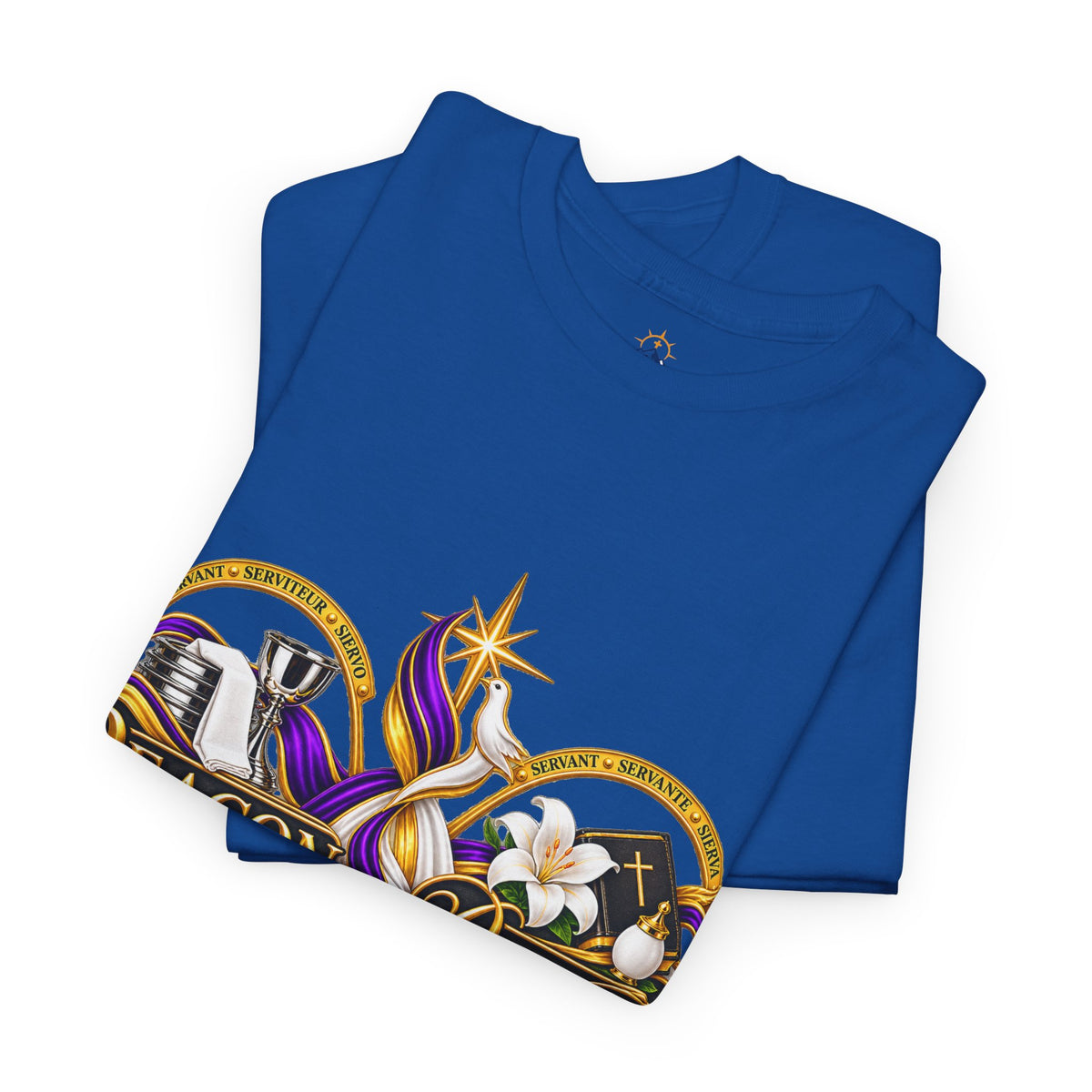 Deacon & Deaconess Heart Logo T-Shirt — Church Ministry Tee (Purple & Gold)