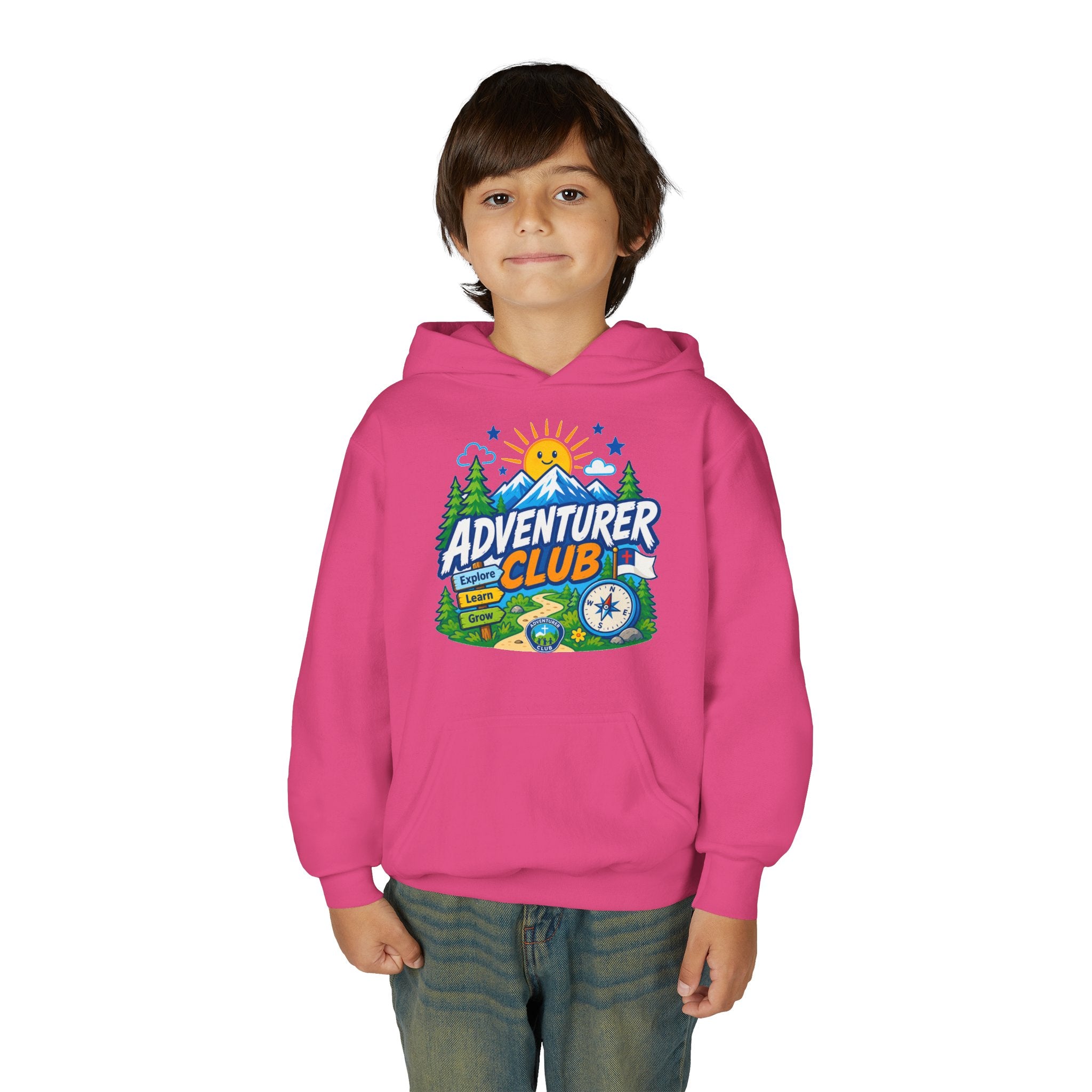 Adventurer Club Graphic Hoodie for Kids | Youth Sweatshirt, Outdoor Camping Design