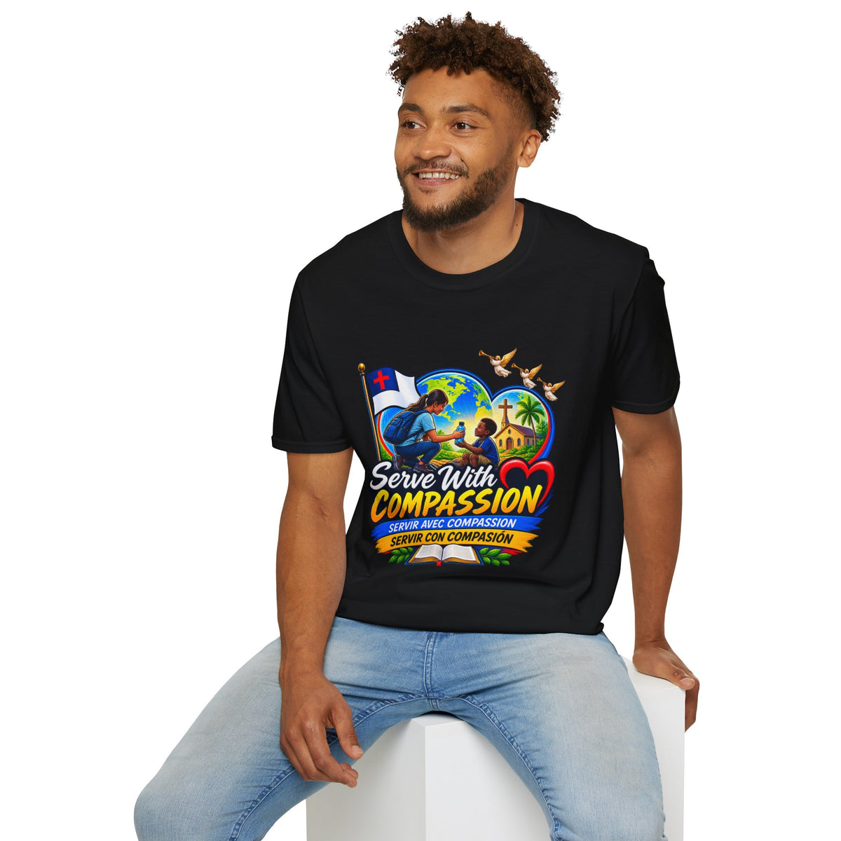 Serve With Compassion T-Shirt — Christian Faith-Based Volunteer Tee