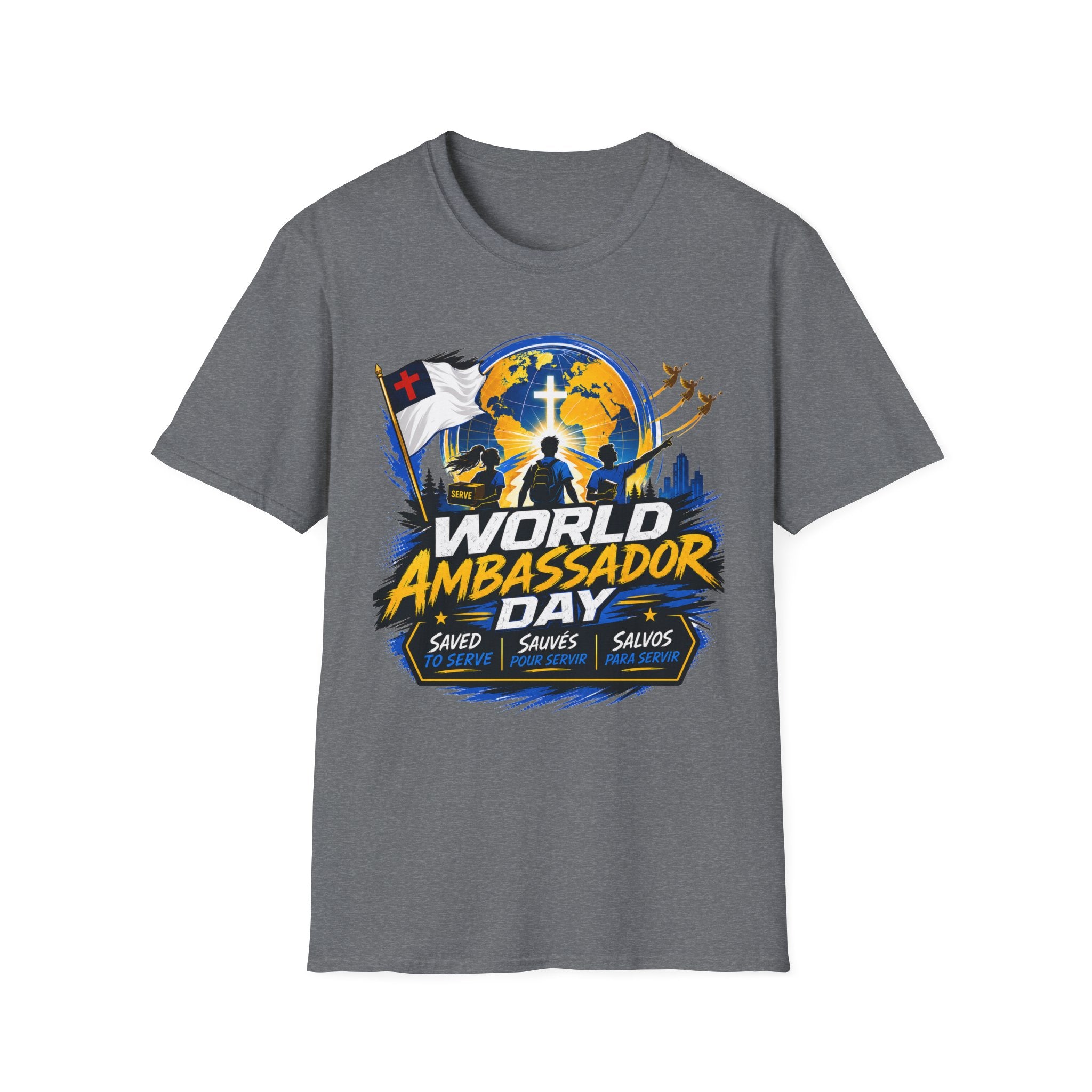 World Ambassador Day Adult Unisex T-Shirt | Christian Faith Cross Globe Design