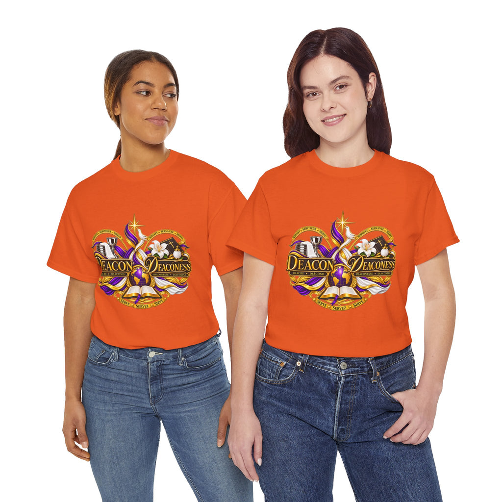 Deacon & Deaconess Heart Logo T-Shirt — Church Ministry Tee (Purple & Gold)