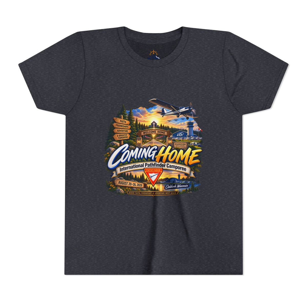 International Pathfinder Camporee - Stand Strong - Osh Kosh T-Shirt/Youth Tee — "Coming Home"