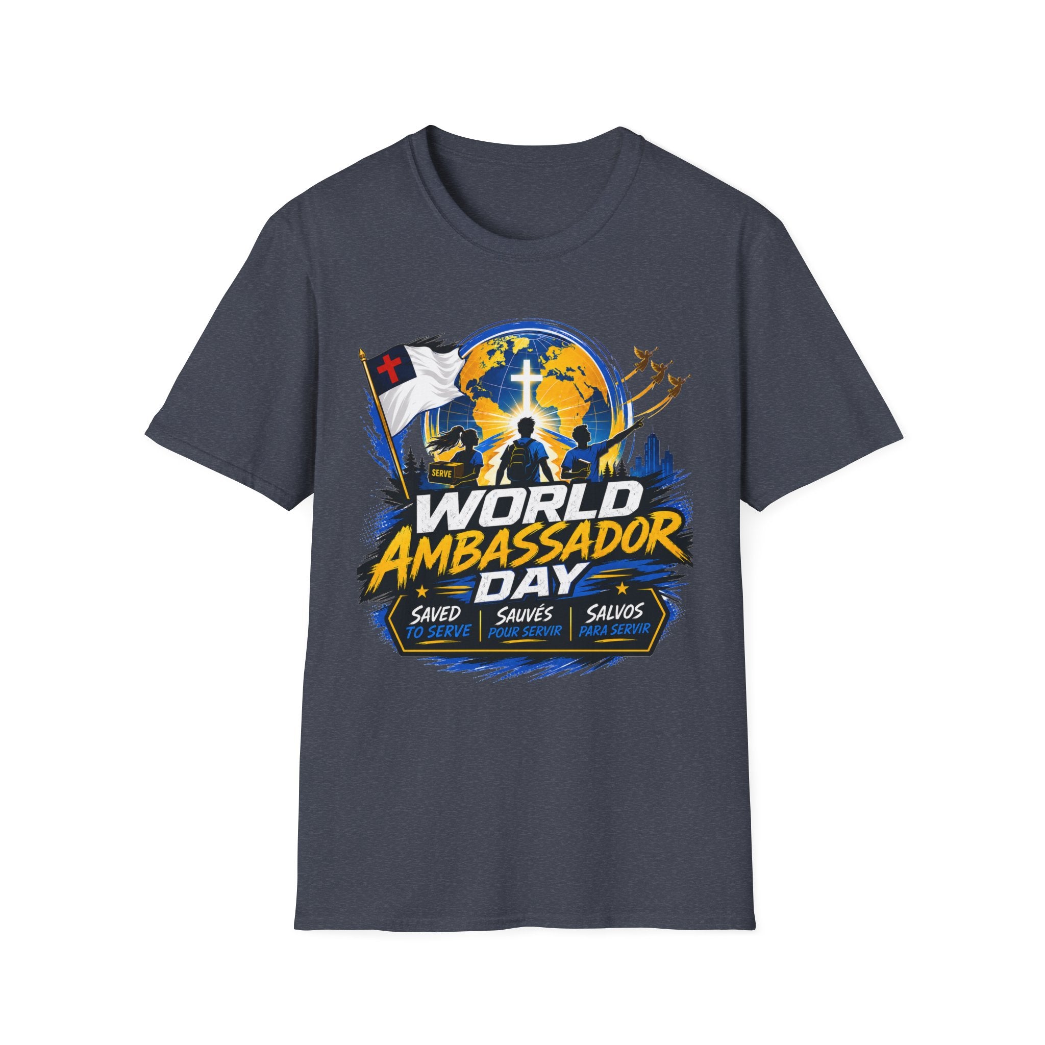 World Ambassador Day Adult Unisex T-Shirt | Christian Faith Cross Globe Design