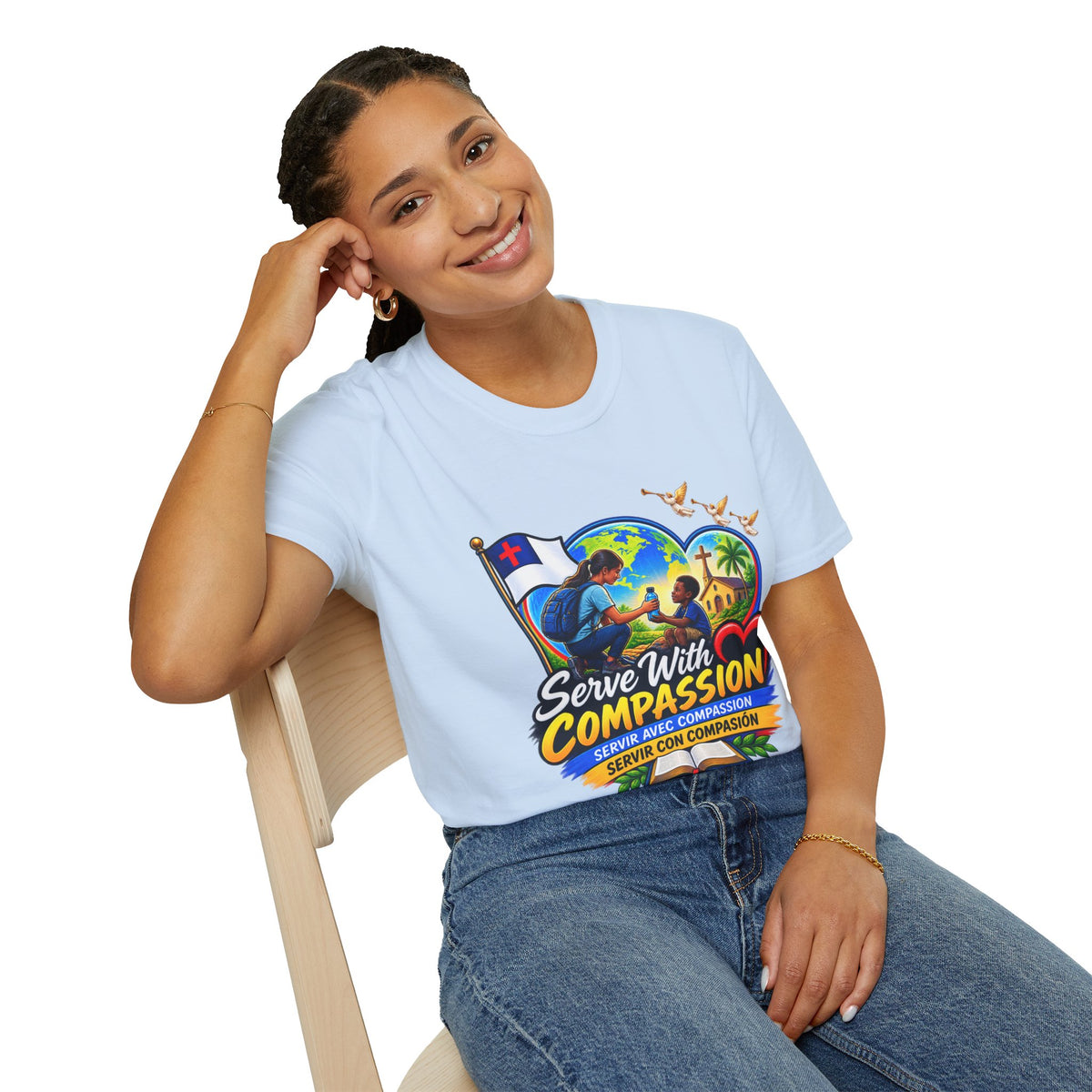 Serve With Compassion T-Shirt — Christian Faith-Based Volunteer Tee