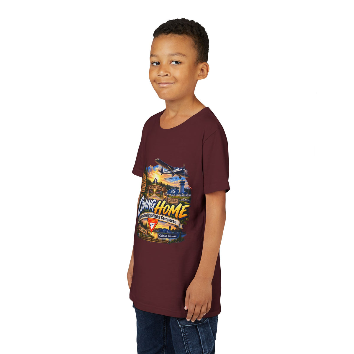 International Pathfinder Camporee - Stand Strong - Osh Kosh T-Shirt/Youth Tee — "Coming Home"