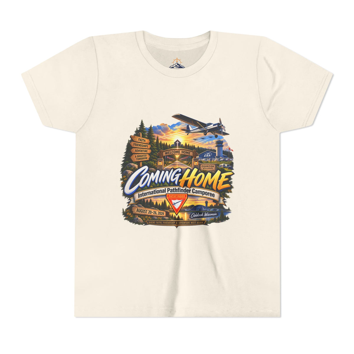 International Pathfinder Camporee - Stand Strong - Osh Kosh T-Shirt/Youth Tee — "Coming Home"
