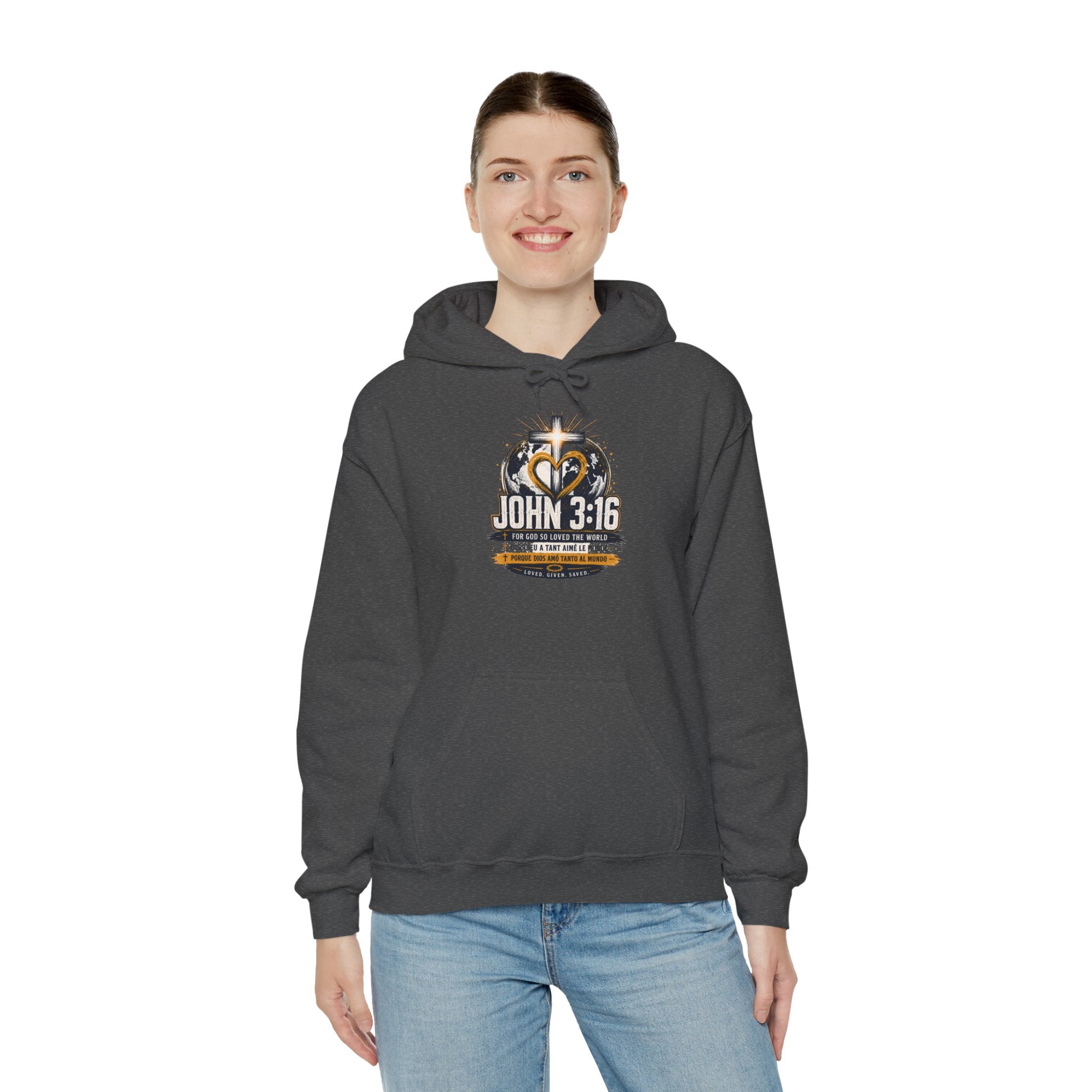 John 3:16 Christian Hoodie — Faith Cross Gospel Sweatshirt