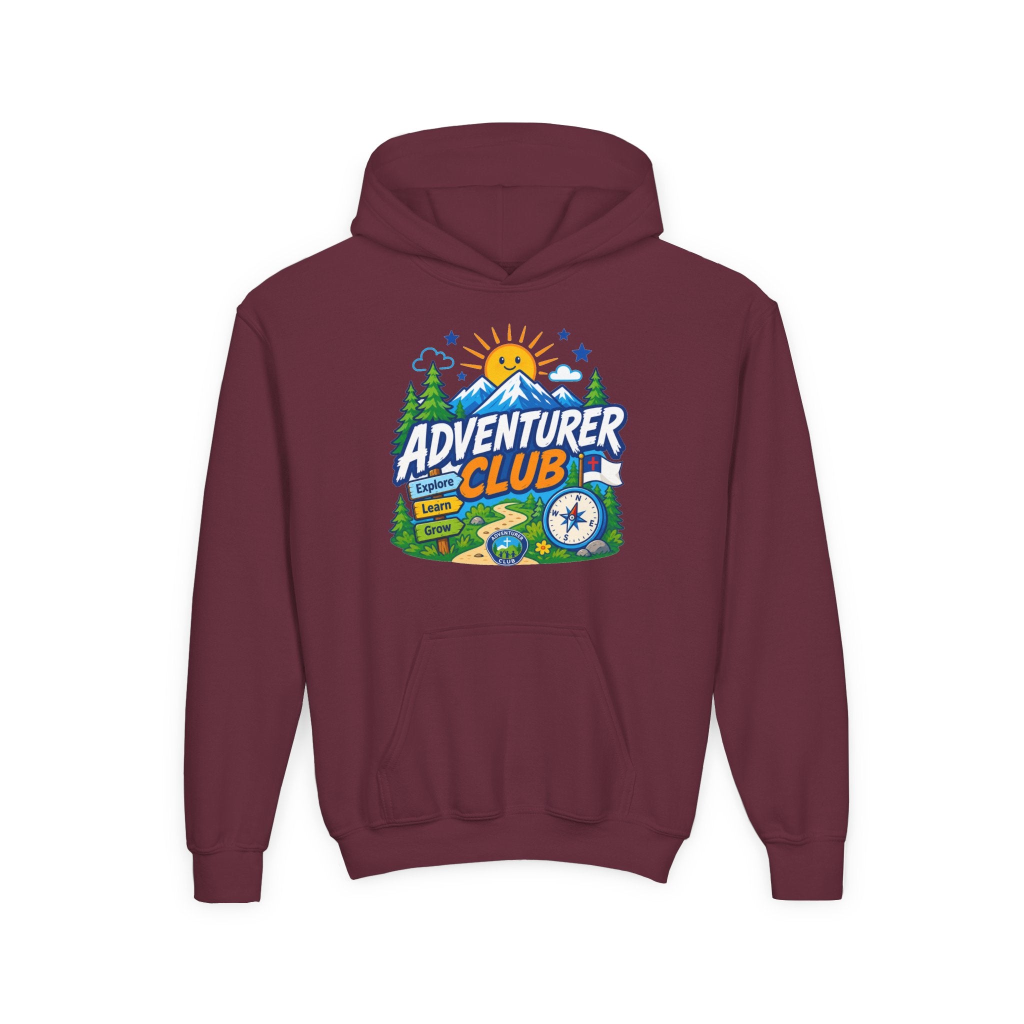 Adventurer Club Graphic Hoodie for Kids | Youth Sweatshirt, Outdoor Camping Design
