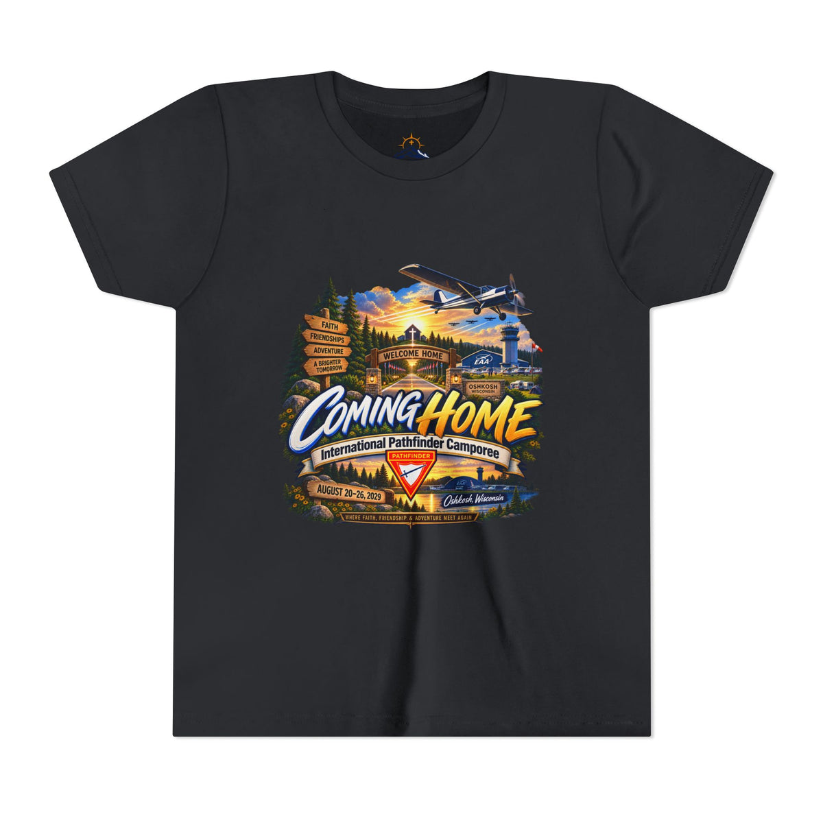 International Pathfinder Camporee - Stand Strong - Osh Kosh T-Shirt/Youth Tee — "Coming Home"