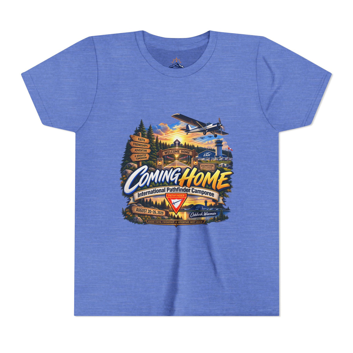 International Pathfinder Camporee - Stand Strong - Osh Kosh T-Shirt/Youth Tee — "Coming Home"