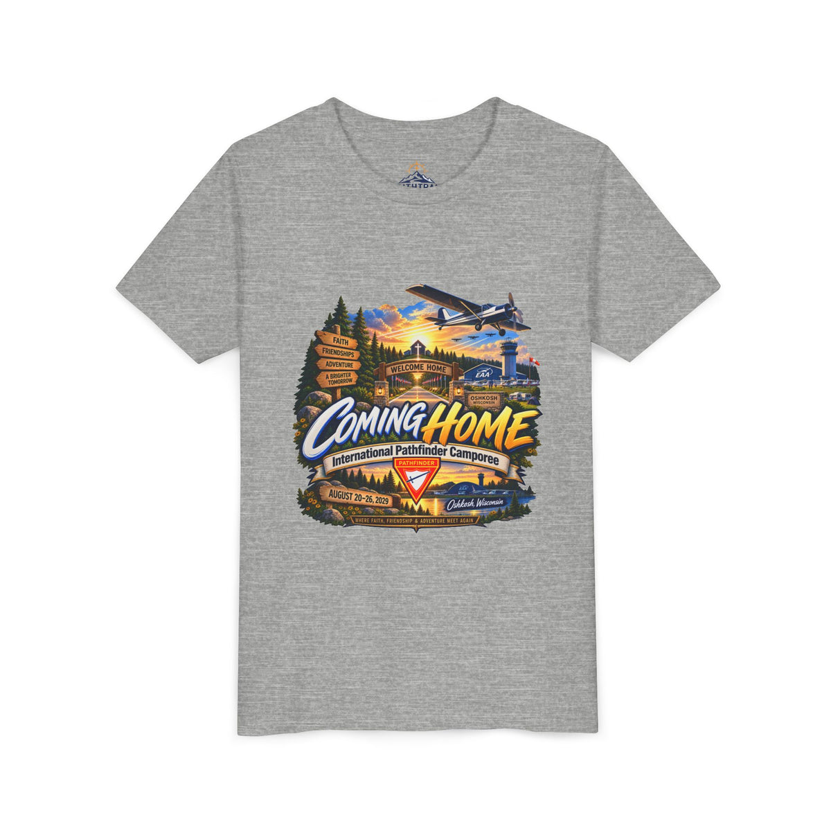 International Pathfinder Camporee - Stand Strong - Osh Kosh T-Shirt/Youth Tee — "Coming Home"