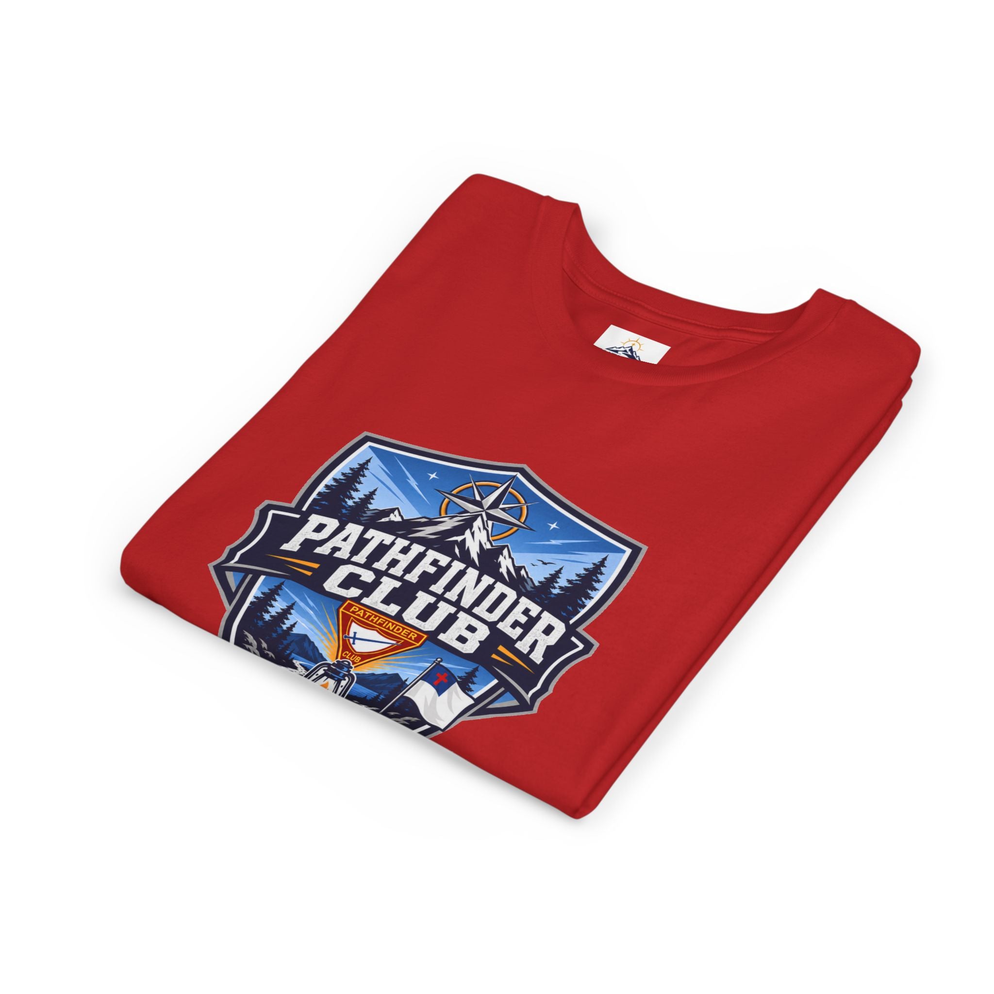 Pathfinder Club Youth T-Shirt | Camping Compass, Campfire, Pine Trees
