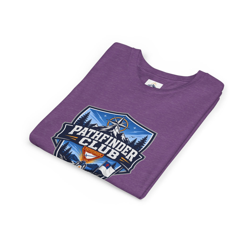 Pathfinder Club Youth T-Shirt | Camping Compass, Campfire, Pine Trees