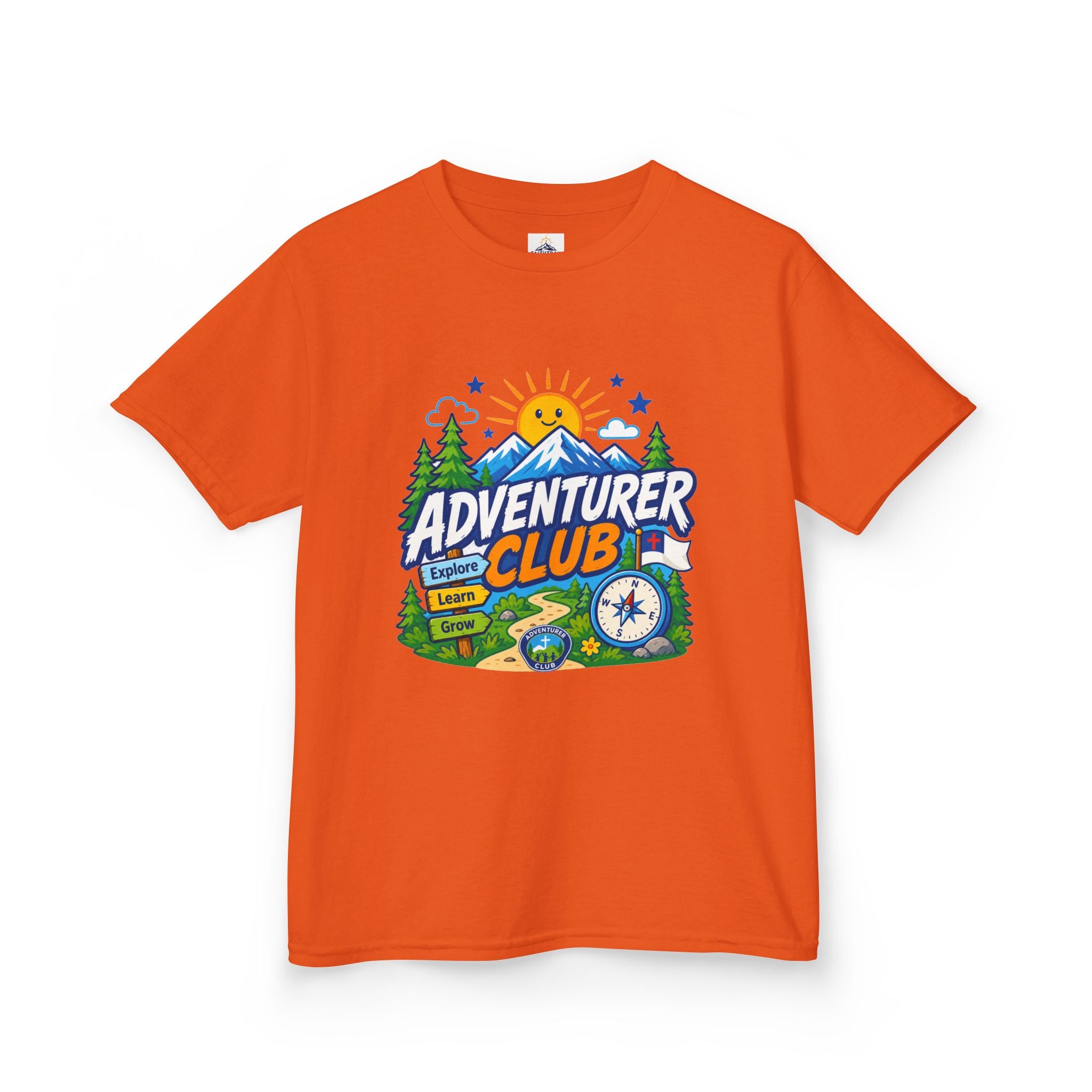 Adventurer Club Kids Tee | Camping Compass Sunrise Outdoors