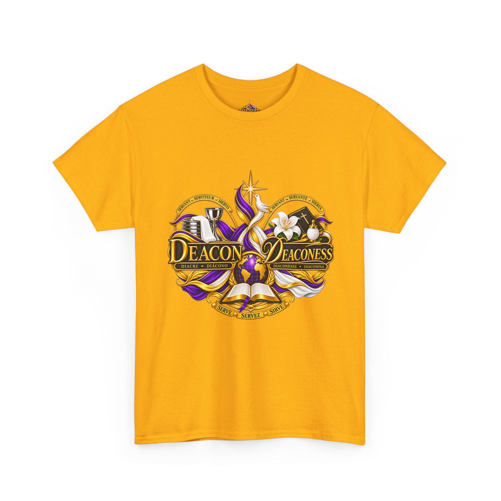 Deacon & Deaconess Heart Logo T-Shirt — Church Ministry Tee (Purple & Gold)